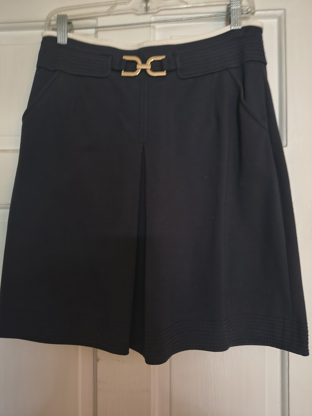 Ann Taylor Black A-Line Skirt with Gold Accent